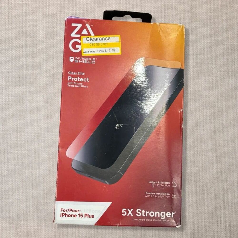 ZAGG InvisibleShield Glass Elite Screen Protector Apple iPhone 15 Plus New